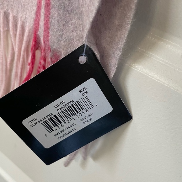 Phenix Pink and Gray Cashmere Checkered Scarf - Picture 3 of 3